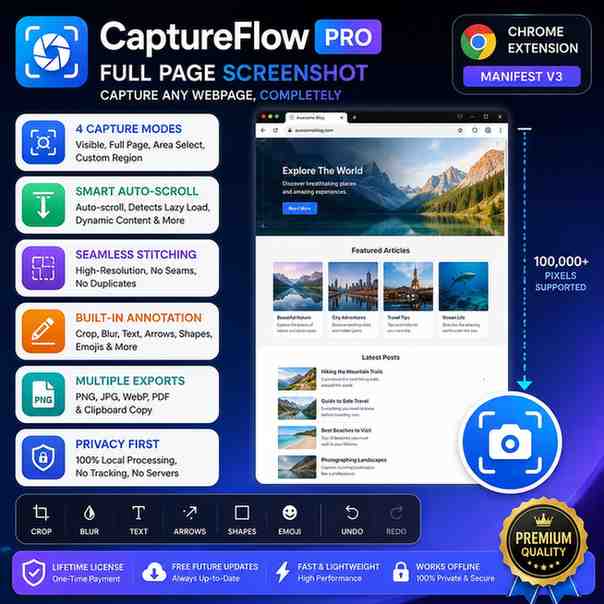 CaptureFlow Pro – Full Page Screenshot & Annotation